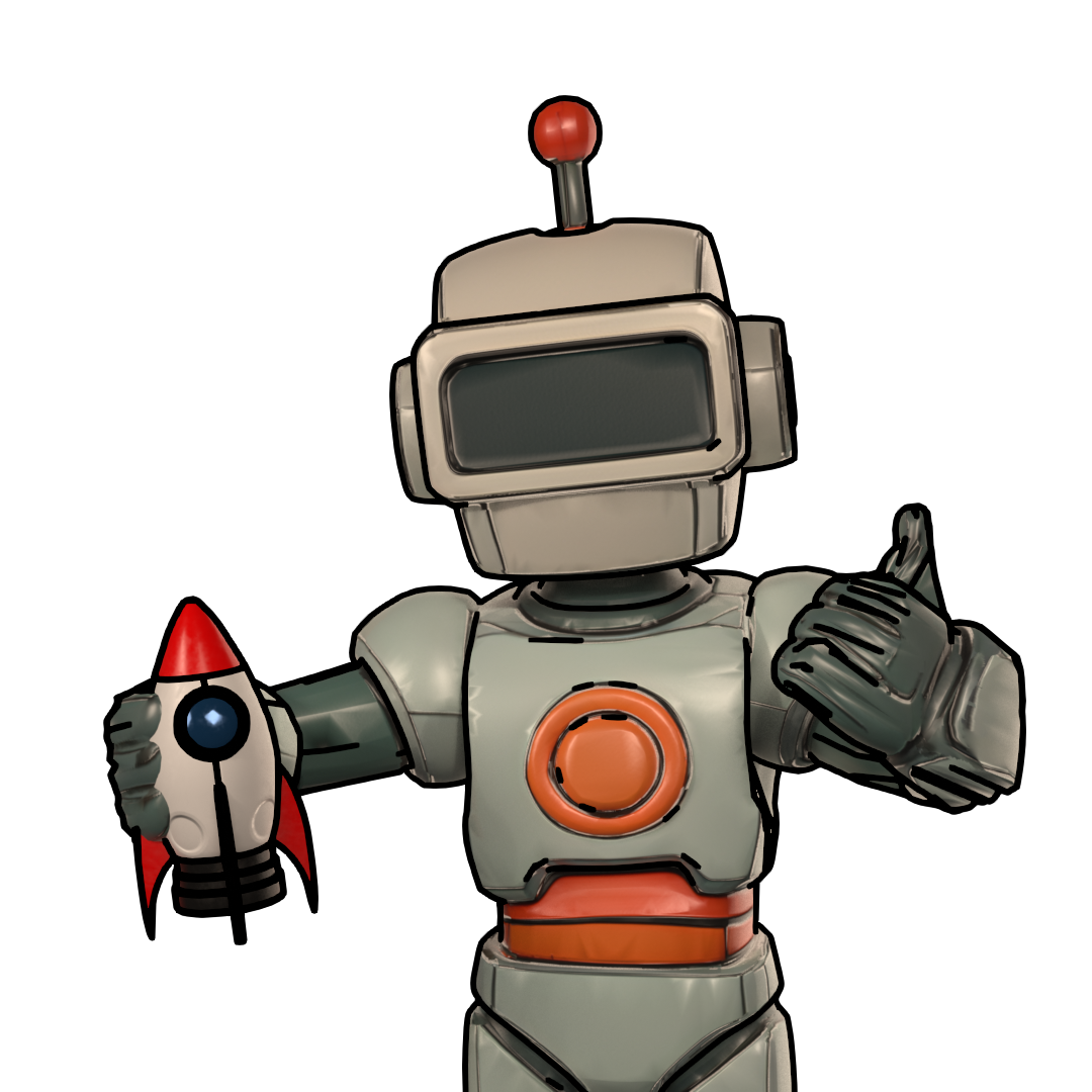 Robot with rocket in hand