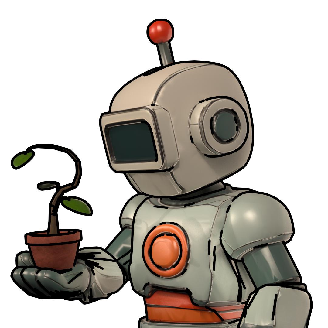 Robot with plant in hand