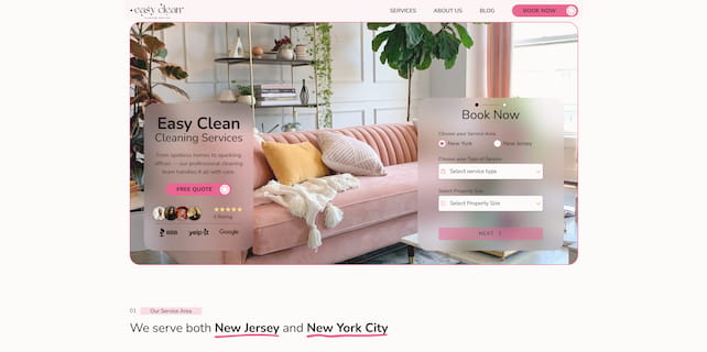 EasyClean Cleaning Website Preview