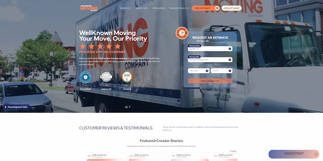 WellKnown Moving Company website preview